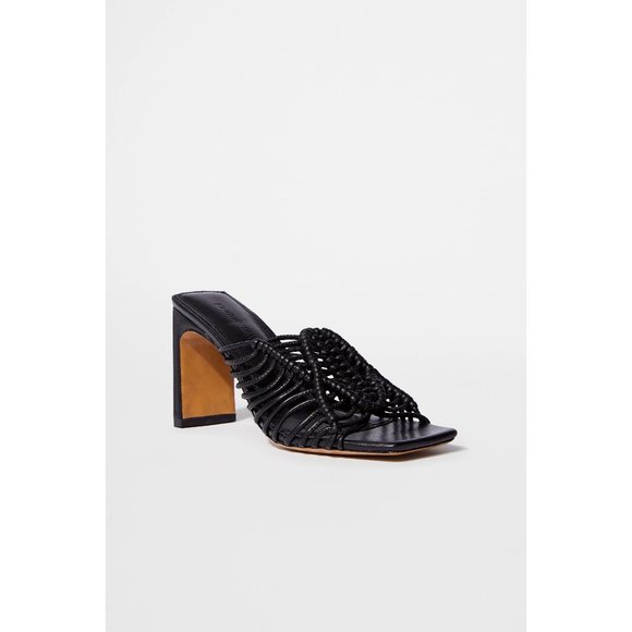 Jonathan Simkhai Audra Macrame Heeled Sandal in Black Size EU 36 | US 6 - Picture 1 of 12